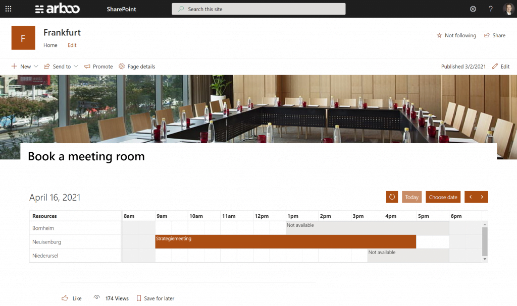Start 5 arboo SharePoint Online Kalender WebPart