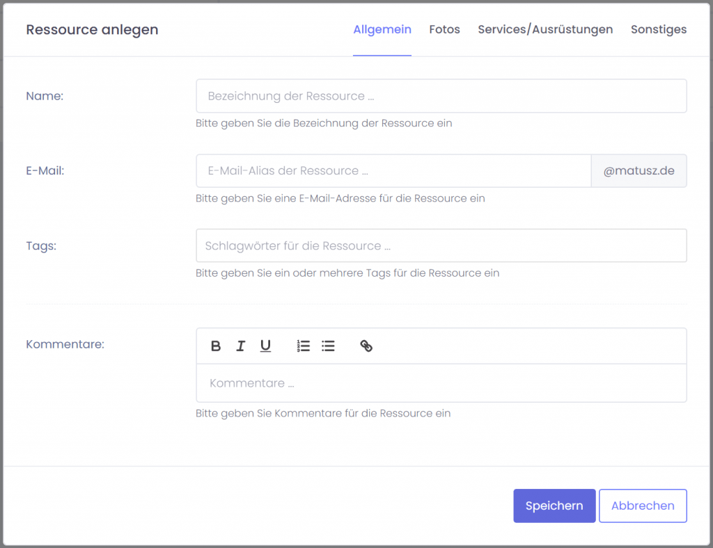 Ressource erstellen in Office 365