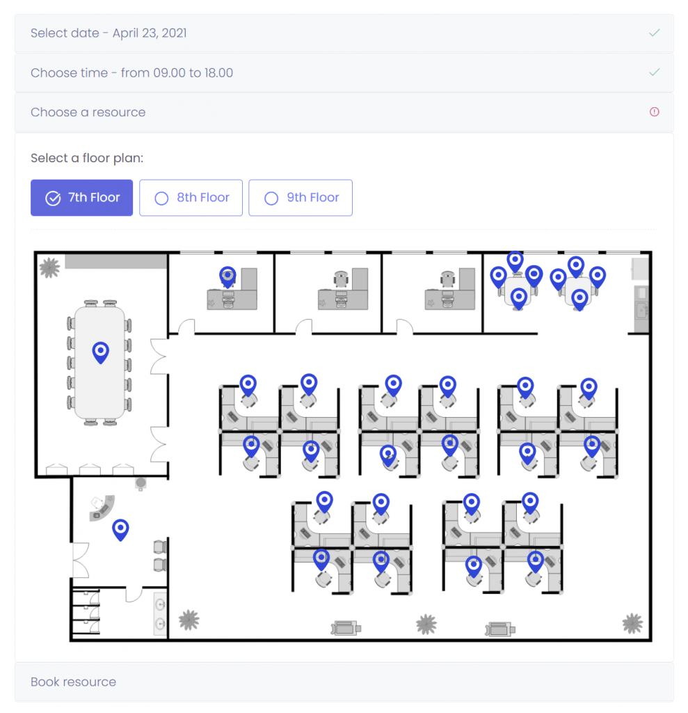 Shared Desk Booking System for Office 365 1 Arbeitsplatz buchen auf einem Grundriss