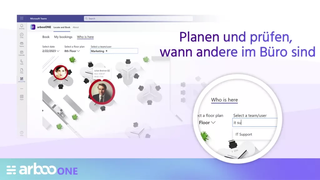 Hot Desking mit Microsoft Teams 3 mit arbooONE Planen und Buchungen einsehen